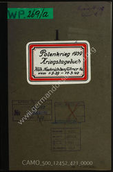 Akte 421. Kriegstagebuch des Höheren Nachrichtenführers der Luftflotte 4 (01.09.1939 - 16.03.1940). 