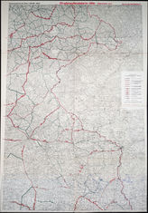 Akte 817. Unterlagen der Ia-Abteilung des AOK 4: Straßenzustandskarte im Unterbringungsbereich des AOK 4 an der deutsch-sowjetischen Demarkationslinie im Raum östlich von Warschau...