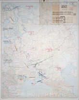 Akte 22. Luftlage Ost am 31.03. - 01.04.1943. Eigene und feindliche Einsätze. Karte. 