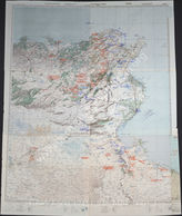 Akte 946.  Unterlagen der OKH-Abteilung Fremde Heere West: Karte zur Dislokation britischer und anderer alliierter Einheiten sowie von Wehrmachtstruppen in Libyen und Tunesien – Stand 22.2.1943, M 1:500.000.