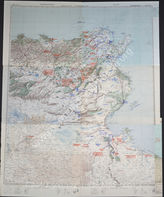 Akte 948.  Unterlagen der OKH-Abteilung Fremde Heere West: Karte zur Dislokation britischer und anderer alliierter Einheiten sowie von Wehrmachtstruppen in Libyen und Tunesien – Stand 24.2.1943, M 1:500.000.