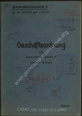 Akte 622.	Unterlagen der Ia-Abteilung des AOK 9: Geschäftsordnung des AOK 9 vom 10.04.1944 
