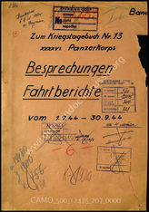 Akte 207.   Unterlagen der Ia-Abteilung des Generalkommandos des XXXXVI. Panzerkorps: Anlagen zum KTB Nr. 13 des XXXXVI. Panzerkorps, 1.7.-30.9.1944.