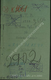 Akte 419.  Unterlagen der Ia-Abteilung des Panzergrenadierregiments 1: KTB des Panzergrenadierregiments 1, 8.3.-31.12.1944.