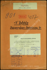 Akte 1427: Unterlagen der Ia-Abteilung der Panzerjägerabteilung 34: Einsatzbefehle der 34. Infanteriedivision für „Seelöwe“, Gliederungsübersichten, Anordnung des Artillerieregiments 34 zur Erkundung von Bereitstellungsräumen u.a.