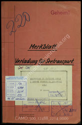 Akte 2214: Unterlagen der Ia-Abteilung des AOK 16: Merkblatt für den Seetransport, einschließlich entsprechender Anlagen  