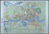 Akte 2001: Unterlagen der VIc-Abteilung des Kommandostabes Rotterdam: Karte des Hafens mit eingezeichneten Anmarschstraßen, Ablaufpunkten und Wegen für den Pferdetransport zum Hafen, M 1:17.500 