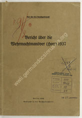 Akte 10.  Bericht über die Wehrmachtmanöver (Heer) 1937 (gedruckt in der Reichsdruckerei) 