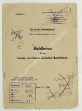 Akte 183.  Merkblatt des OKH: Richtlinien den Einsatz von Panzer-Zerstörer-Bataillonen. 
