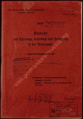 Akte 59.  Jahresverfügung 1941-1942 des Oberkommandos der Wehrmacht über Abwehr von Spionage, Sab...