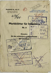 Akte 408.  OKH, General der Infanterie: Merkblatt für Infanterie Nr. 8 – Hinweise für den winterb...