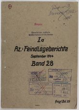 Akte 422.  OKH, General der Artillerie, Ia/Az.: Feindlageberichte, September 1944, Bd. 28 
