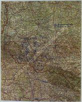 Akte 725.  Karte der Truppenübungen im Gebiet Hannover - Hildesheim mit dem Aufmarsch der 1. Arme...