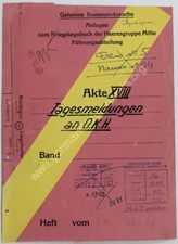 Akte 452. Anlagen zum KTB der Heeresgruppe Mitte – Führungsabteilung – Akte XVIII: Tagesmeldungen an OKH, 1.4.-31.5.1942