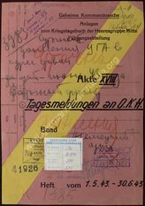 Akte 684. Anlagen zum KTB der Heeresgruppe Mitte – Führungsabteilung – Akte XVIII: Tagesmeldungen an OKH, 1.5.-30.6.1943