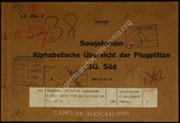 Дело 433. Алфавитный указатель аэродромов в южной части СССР по состоянию на 25.08.1941. 
