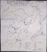Akte 721. Unterlagen der OKH-Abteilung Fremde Heere Ost: Kartenskizze zur vermutlichen Kräfteaufteilung der japanischen Streitkräfte – Stand Anfang September 1938, M 1:4.000.000.