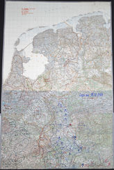 Akte 782.  Unterlagen der Ia-Abteilung der Heeresgruppe B: Karte zur Lage an der Westfront im Bereich der Heeresgruppe B– Stand 16.10.1939, M 1:300.000.
