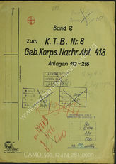 Akte 281. Unterlagen der Gebirgskorps-Nachrichtenabteilung 418: KTB Nr. 8, Band 2, Anlagen 112-216
