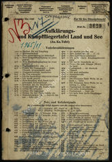 Akte 77. Aufklärungs-und Kampffliegertafel Land und See, ausgegeben im Mai 1943.