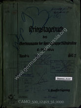 Akte 56. Unterlagen der Ia-Abteilung der Heeresgruppe Südukraine: KTB des Oberkommandos der Heeresgruppe Südukraine, Band 4, Teil 2, 6.9.-30.9.1944 – 1. Ausfertigung. 