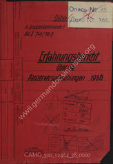 Akte 38.   Unterlagen des Heeresgruppenkommandos 1 für die Panzertruppenübungen im Mai 1938. 