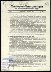 Дело 165. Распоряжения по транспорту командования Кригсмарине на Балтийском море за октябрь – декабрь 1943 г.