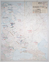Akte 33. Luftlage Ost am 13-14.04.1943: eigene und feindliche Einsätze. Karte. 