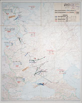 Akte 38. Luftlage Ost am 21-22.04.1943: eigene und feindliche Einsätze. Karte. 