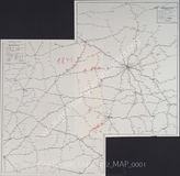 Akte 152. Karte der Eisenbahnwege und Zugverkehrs im Gebiet Moskau und Umgebung am 01.08.1941. Maßstab 1:300000. 