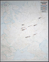 Akte 173. Luftrüstungsindustrie in den europäischen Gebieten der UdSSR und theoretisch errechnete monatliche Flugzeug-und-Motoren-Ausbringung im Januar 1942. Materialien des Führungsstabes des Ob. d. L. (1c). Maßstab 1:2500000. 