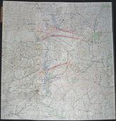 Akte 148. Unterlagen der Ia-Abteilung des PzAOK 4 (?): Karte zum Ansatz der 4. Panzerarmee und der 6. Armee zur Offensive auf Stary Oskol und Woronesch im Rahmen des Unternehmens „Blau“. 