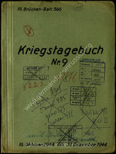 Akte 128. Unterlagen der Ia-Abteilung des Pionier-Brückenbataillons 566: KTB Nr. 9 des Pionier-Brückenbataillons 566, 16.10.-31.12.1944, samt Anlagen – Einsatzmeldungen u.a.