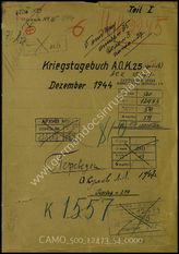 Akte 54.  Unterlagen der Ia-Abteilung des AOK 25: KTB des AOK 25, Dezember 1944, 1.-31.12.1944, mit Anlagen – Befehle und Weisungen des OB West u.a.