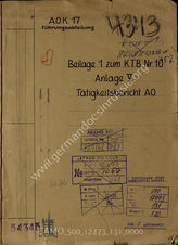Akte 131.   Unterlagen der Ia-Abteilung des AOK 17: Beilage Nr. 1 zum KTB Nr. 10 Anlage V des AOK 17: Tätigkeitsbericht des Abwehroffiziers der 17. Armee, 1.4.-30.6.1944. 