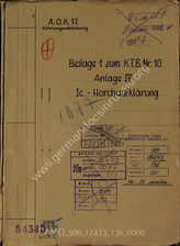 Akte 136.  Unterlagen der Ia-Abteilung des AOK 17: Beilage 1 zum KTB Nr. 10 des AOK 17: Tätigkeitsbericht Ic vom 1.4.-30.6.1944.