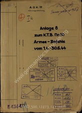 Akte 147.  Unterlagen der Ia-Abteilung des AOK 17: Anlage 8 zum KTB Nr. 10 des AOK 17 – Armeebefehle des vom 1.4.-30.6.1944.