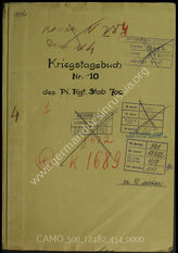 Akte 454.  Unterlagen der Ia-Abteilung des Pionierregimentsstabes z.b.V. 700: KTB Nr. 10 des Pionierregimentsstabes z.b.V. 700, 1.7.-31.12.1944, einschließlich Kriegsrangliste.