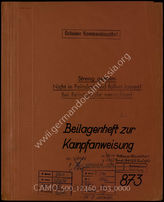 Дело 103:  Документация Ia-департамента 1-го штаба крепостной инженерной части: брошюра с приложениями к наставлению по ведению боя для 873-го бронированного оборонительного сооружения