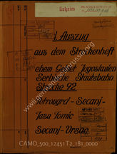 Akte 181: Unterlagen des Generals des Transportwesens Südost: Streckenheft ehemaliges Gebiet Jugoslawien, serbische Staatsbahn, Strecke 92: Petrovgrad-Secanj-Jasa Tomic Secanj-Vrsac (serbisches Kursbuch Nr. 92 und 97a) 