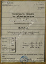 Akte 668: Unterlagen der Deutschen Heeresmission in Rumänien: H.Dv. 119/178 – Schusstafeln für die 12,2 cm schwere Feldhaubitze 396 (r) – russ 38 – mit der 12,2 cm Sprenggranate, vom Januar 1944  