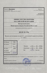 Akte 1286: Unterlagen des Heeresgruppen-Kommandos 1: Posteingangs- und Postausgangsbuch einer Abteilung des Heeresgruppen-Kommandos 1, enthält vor allem Angaben zu Schreiben der Ia-Abteilung AStH 